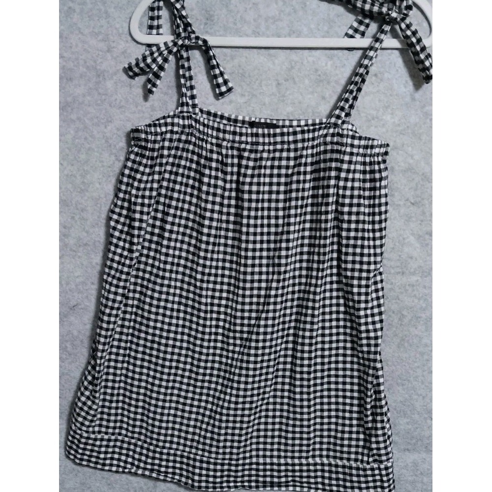 J.Crew Tie Shoulder Gingham Dress Top/Coverup Classic Retro Checks Summer EUC